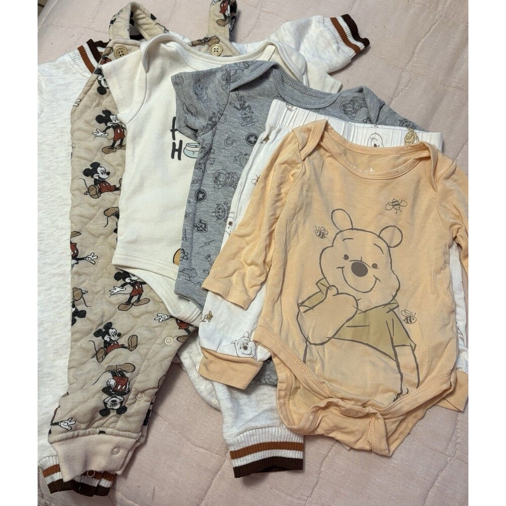 Disney Baby Clothing Bundle 6 Pieces, (1) Set 3/6 mths Pjs & 4 Pieces 6-9 Mths